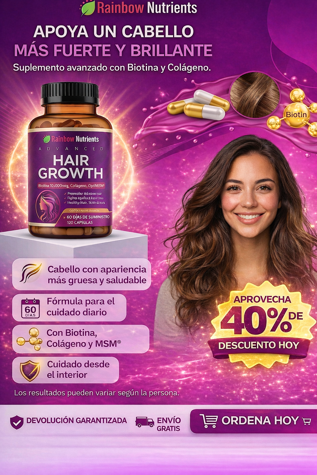 HairGrowth™: Suplemento capilar ORIGINAL - Tratamiento para 60 Días